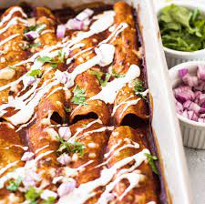 Vegan black bean and sweet potato enchiladas