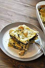 Vegan spinach and mushroom lasagna