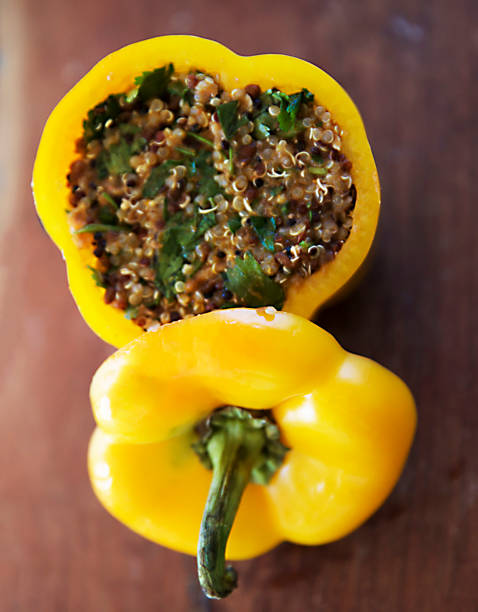 Vegan quinoa stuffed bell peppers