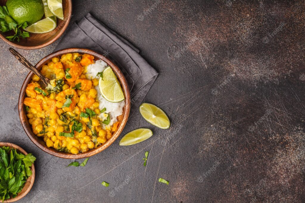 Vegan sweet potato and chickpea curry